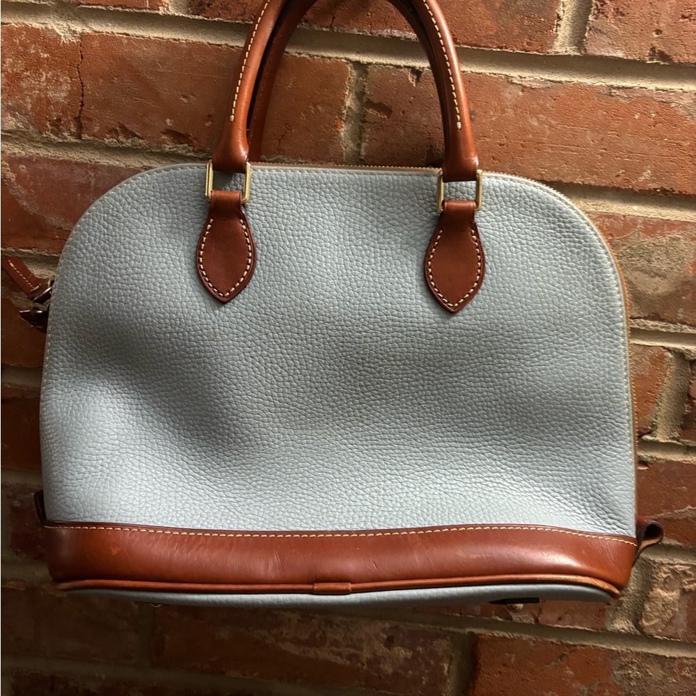 DOONEY & BOURKE Blue Pebble Grain Zip Zip Satchel Leather Dome Purse *Read - Picture 5 of 11